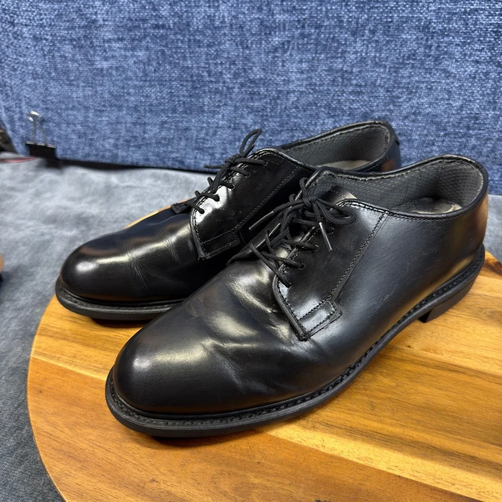 Bates Oxford Shoes Mens 10 D Black Leather Regular Fit Lace Up Uniform Vibram